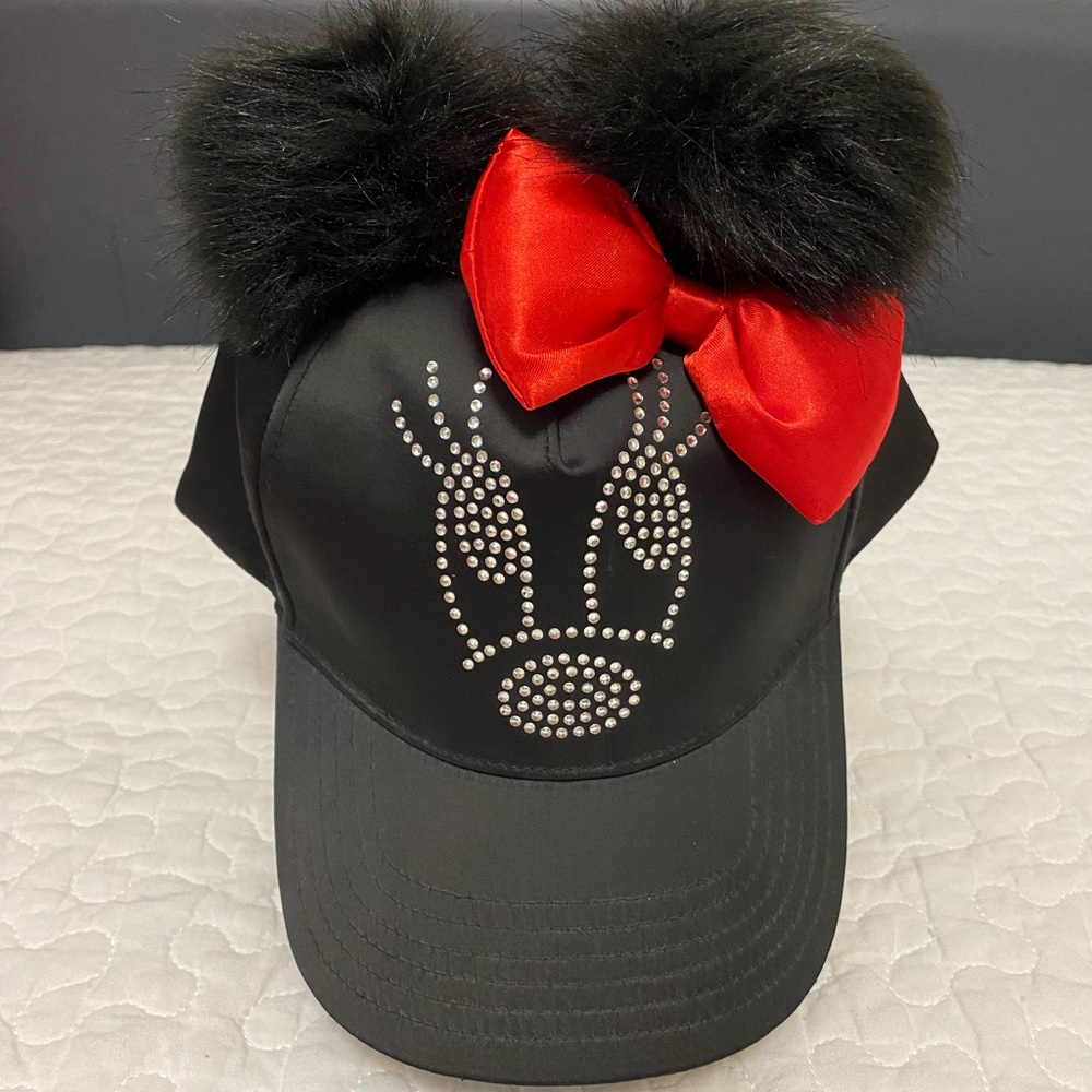 Disney baseball hat, adult size, satin, fur, rhinestones!
